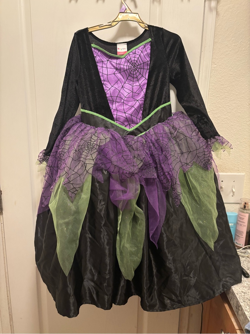 Disguise Purple, Black & Green Spiderweb Witch Costume for Kids